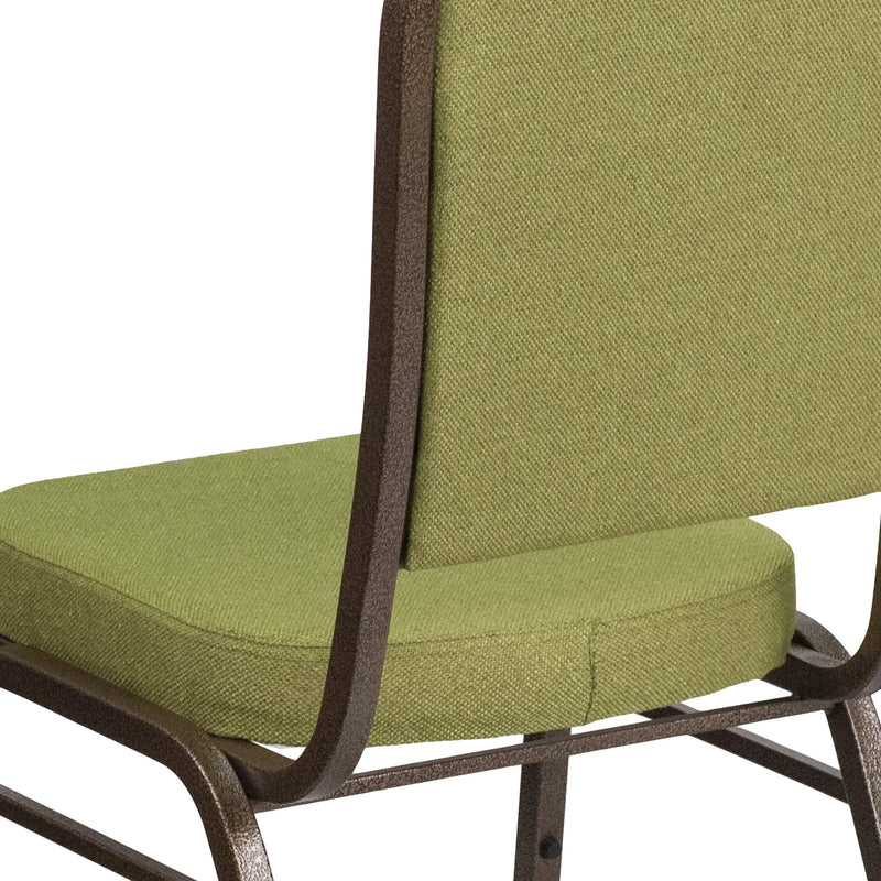 Murie Crown Back Stacking Banquet Chair, Moss Fabric - Gold Vein Frame iHome Studio