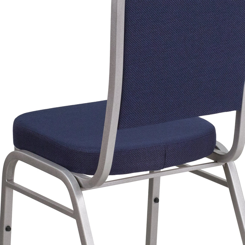 Murie Crown Back Stacking Banquet Chair, Navy Fabric - Silver Frame iHome Studio