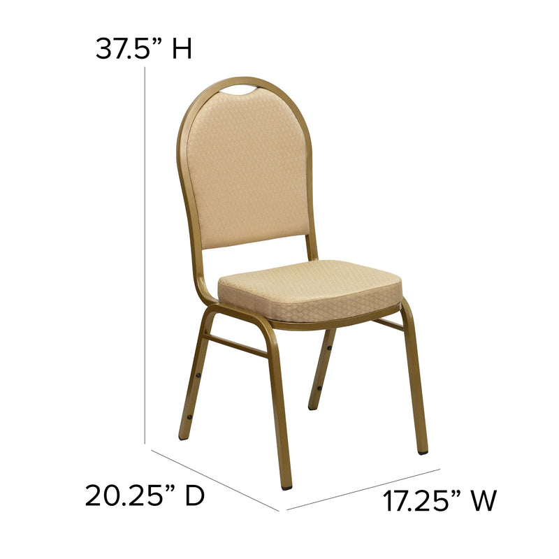 Murie Dome Back Stacking Banquet Chair, Beige Patterned Fabric - Gold Frame iHome Studio