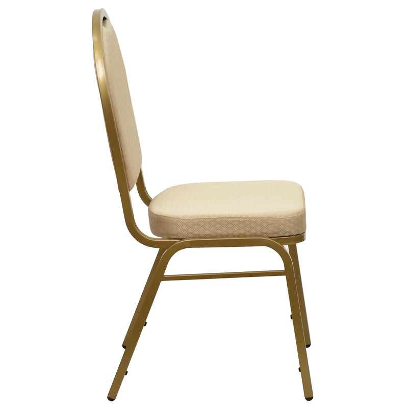 Murie Dome Back Stacking Banquet Chair, Beige Patterned Fabric - Gold Frame iHome Studio