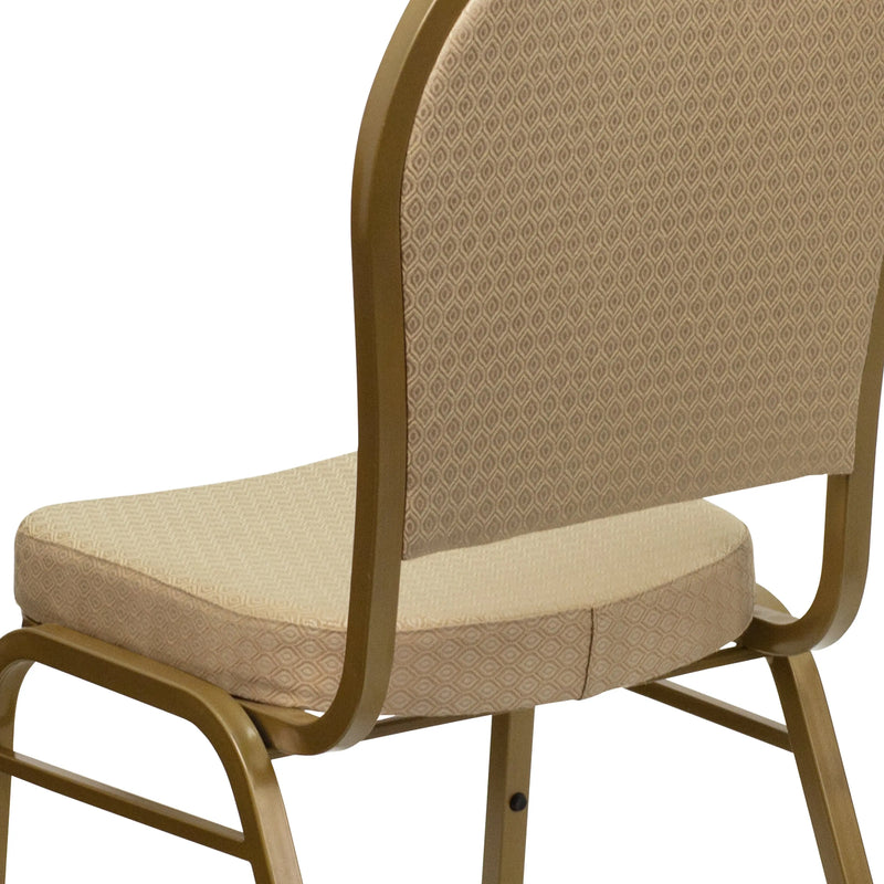 Murie Dome Back Stacking Banquet Chair, Beige Patterned Fabric - Gold Frame iHome Studio