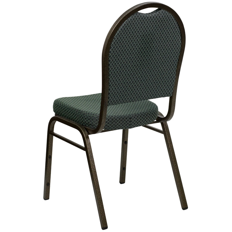 Murie Dome Back Stacking Banquet Chair, Green Patterned Fabric - Gold Vein Frame iHome Studio