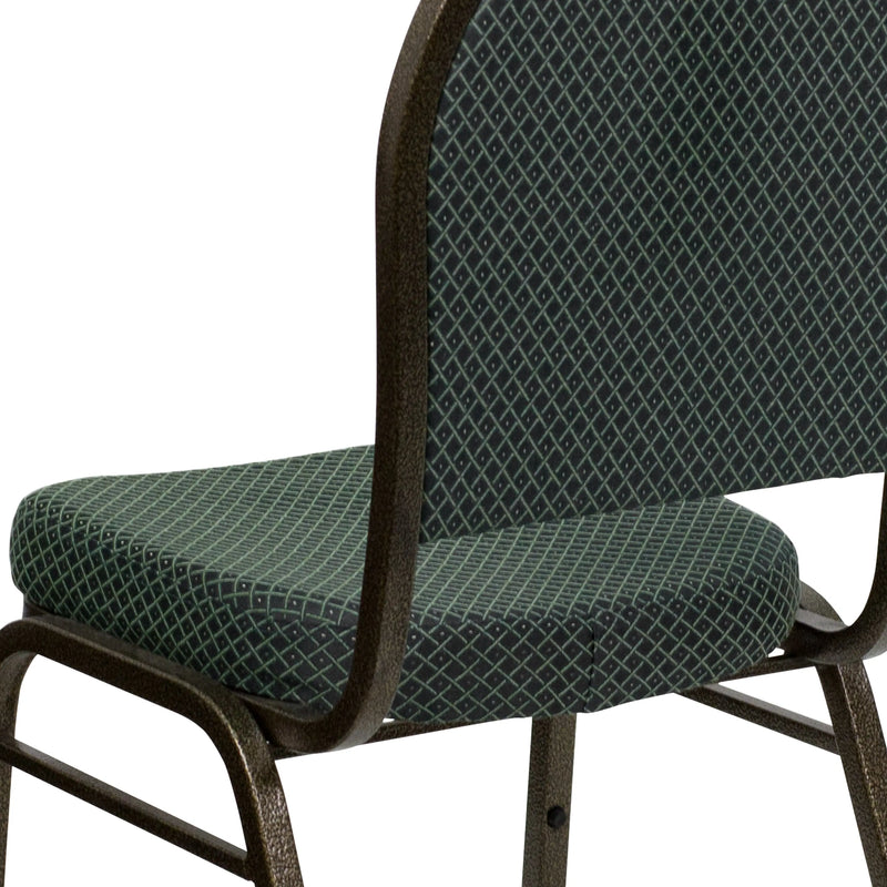 Murie Dome Back Stacking Banquet Chair, Green Patterned Fabric - Gold Vein Frame iHome Studio