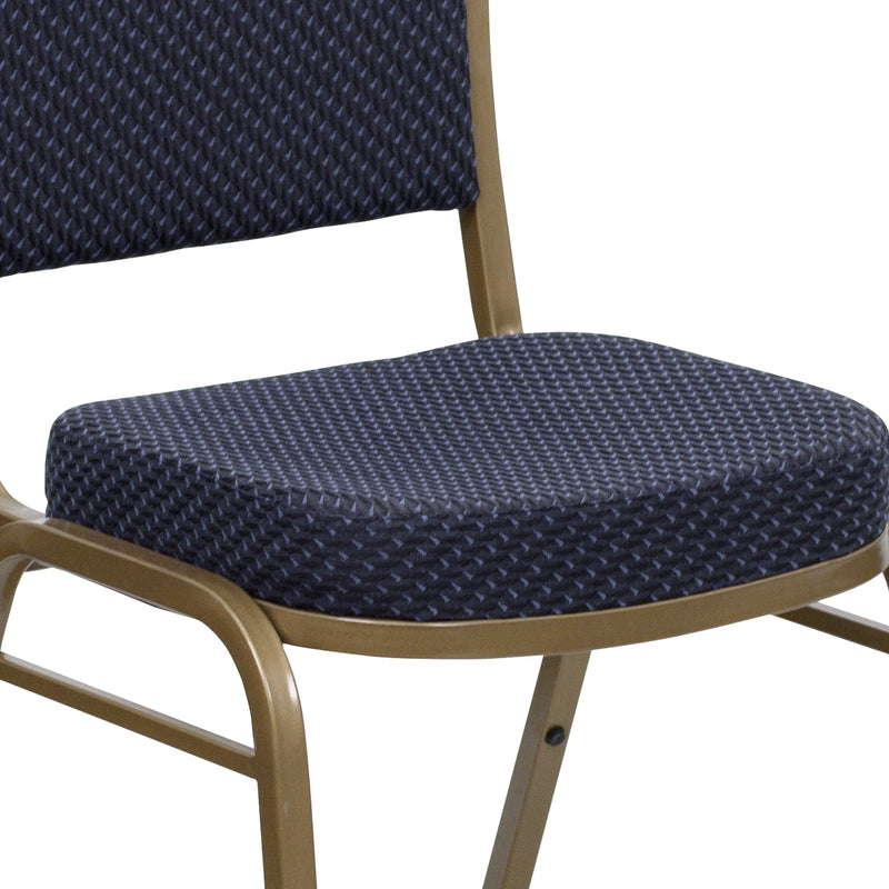 Murie Dome Back Stacking Banquet Chair, Navy Patterned Fabric - Gold Frame iHome Studio