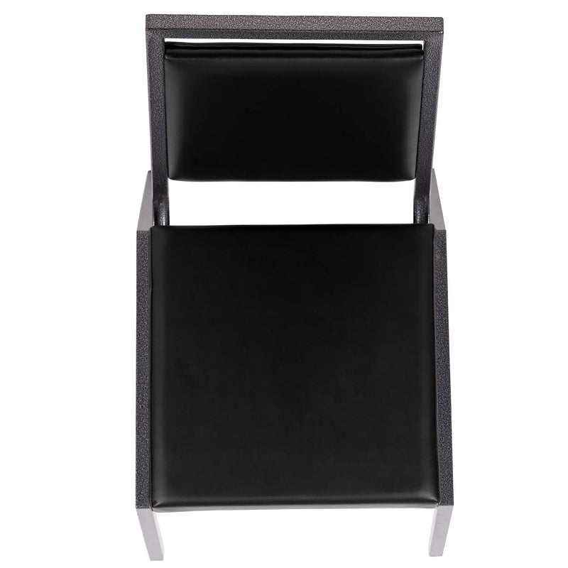 Murie Square Back Stacking Banquet Chair, Black Vinyl with Silver vein Frame iHome Studio