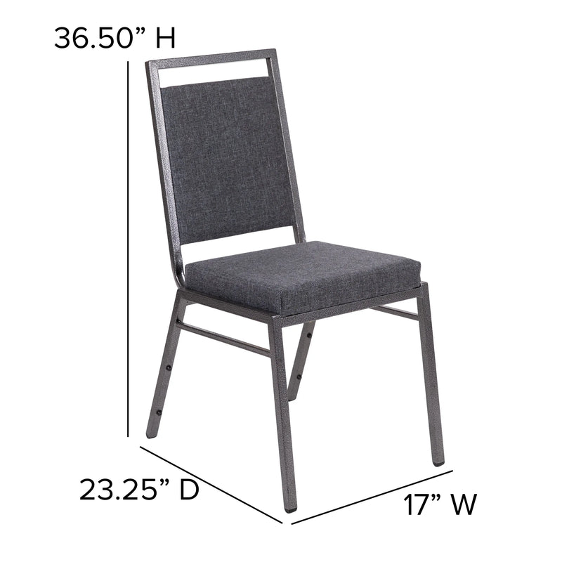 Murie Square Back Stacking Banquet Chair, Dark Gray Fabric with Silver vein Frame iHome Studio