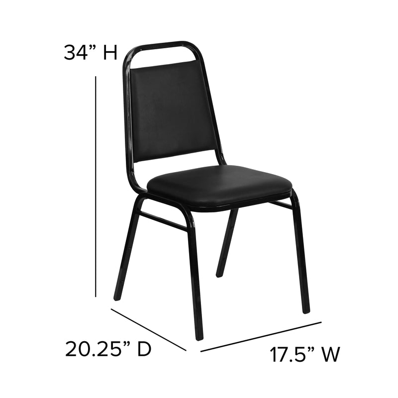 Murie Trapezoidal Back Stacking Banquet Chair, Black Vinyl - Black Frame iHome Studio