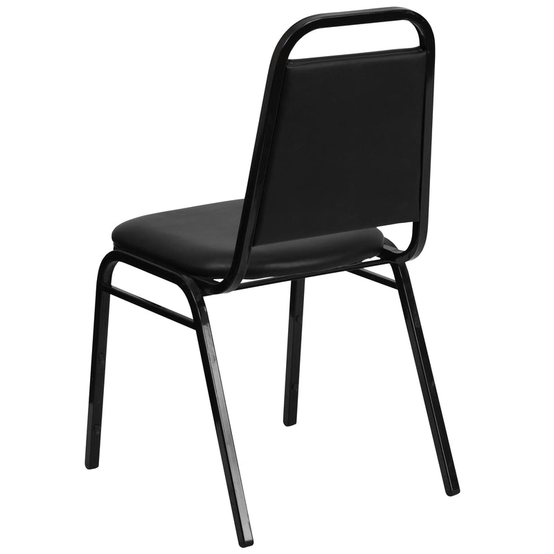 Murie Trapezoidal Back Stacking Banquet Chair, Black Vinyl - Black Frame iHome Studio