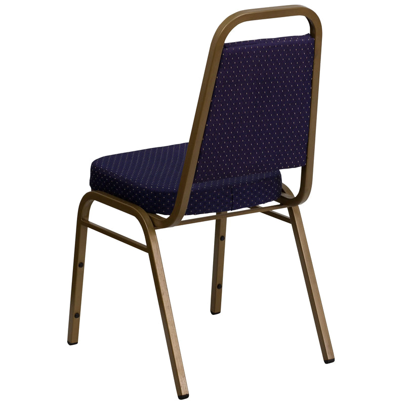 Murie Trapezoidal Back Stacking Banquet Chair, Navy Patterned Fabric - Gold Frame iHome Studio