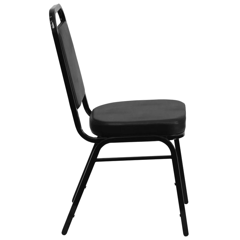 Murie Trapezoidal Mid Back Stacking Banquet Chair, Black Vinyl - Black Frame iHome Studio