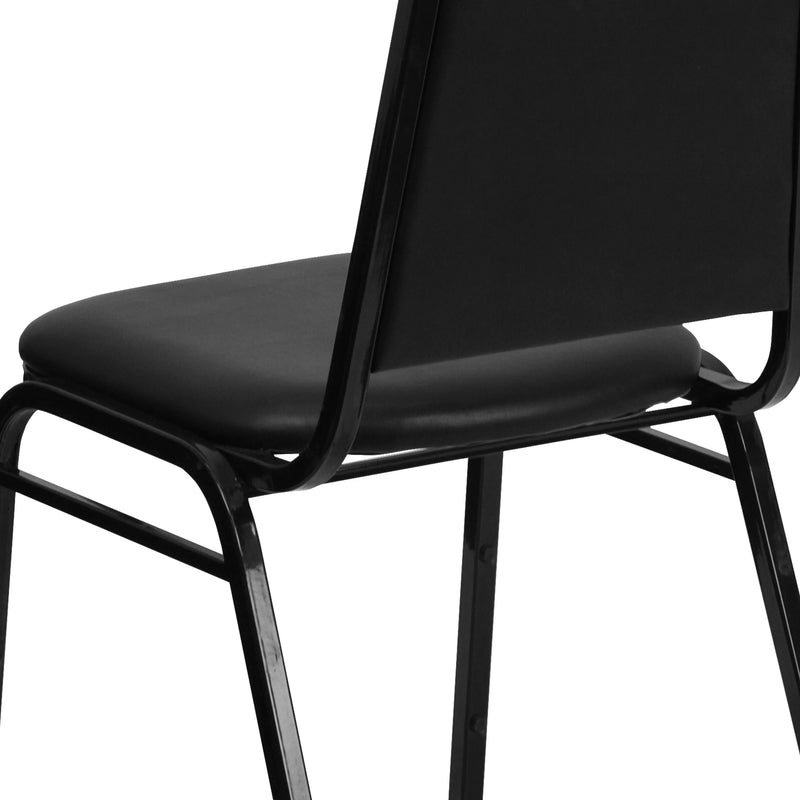 Murie Trapezoidal Mid Back Stacking Banquet Chair, Black Vinyl - Black Frame iHome Studio
