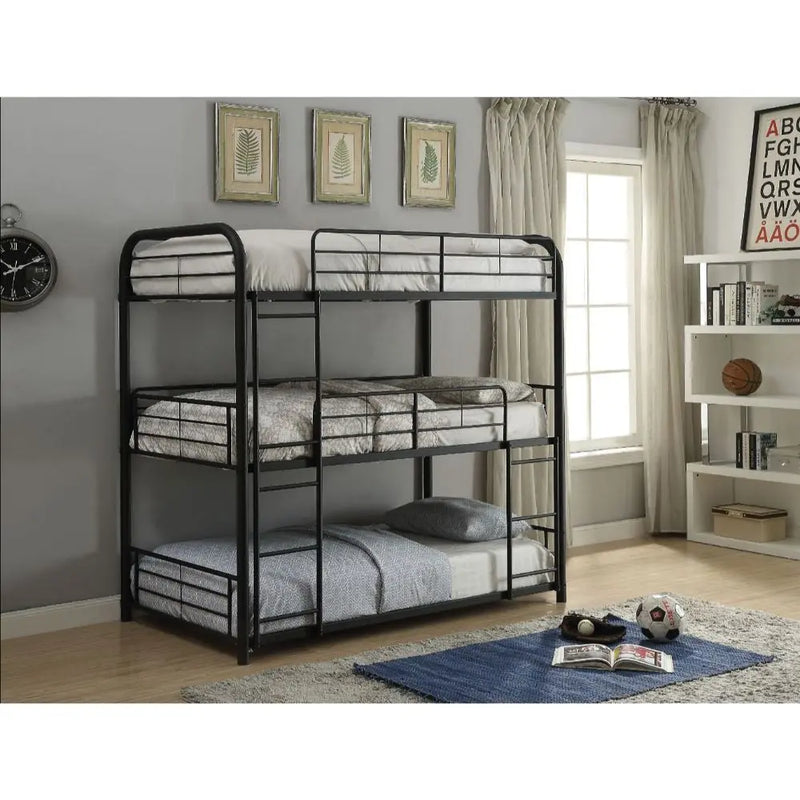 Mya Triple Metal Bunk Bed - Full, Black iHome Studio