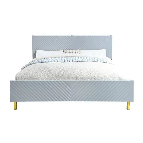 Myra King Bed, Gray High Gloss Finish iHome Studio