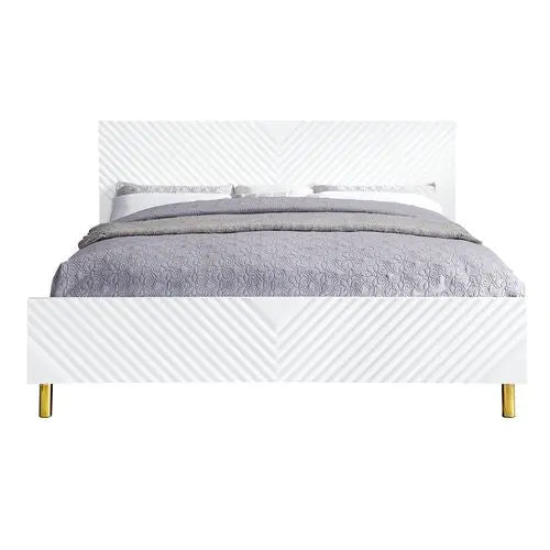 Myra King Bed, White High Gloss Finish iHome Studio