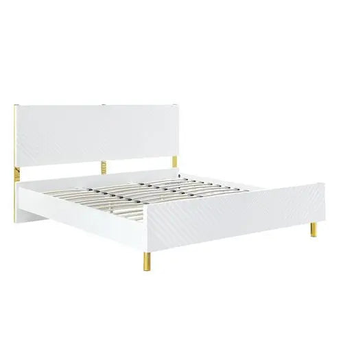 Myra King Bed, White High Gloss Finish iHome Studio