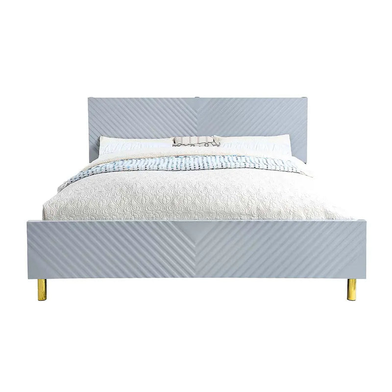 Myra Queen Bed, Gray High Gloss Finish iHome Studio