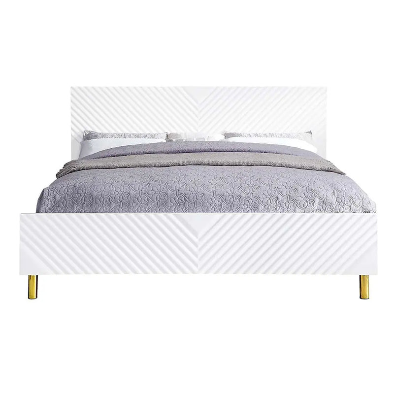 Myra Queen Bed, White High Gloss Finish iHome Studio