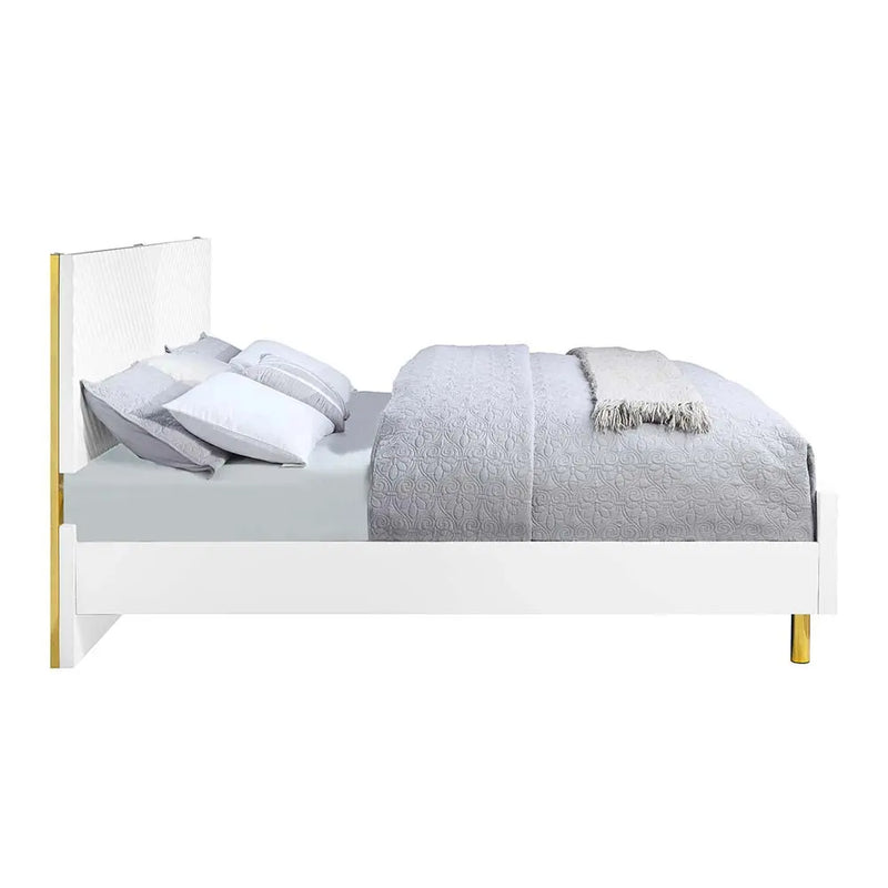 Myra Queen Bed, White High Gloss Finish iHome Studio