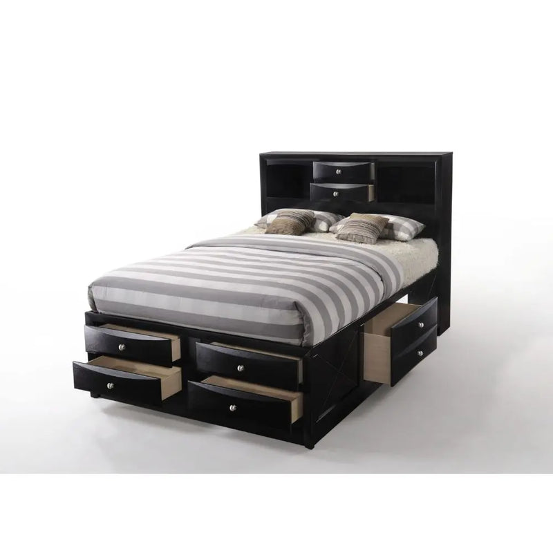Nala 8-Multidrawer Full Bed, Black iHome Studio