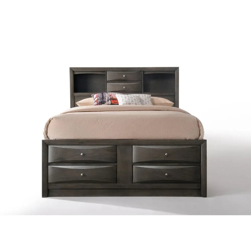 Nala 8-Multidrawer Full Bed, Gray Oak iHome Studio