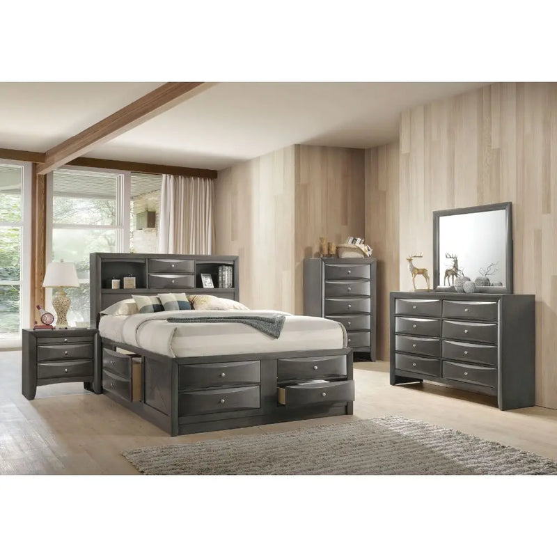 Nala 8-Multidrawer Full Bed, Gray Oak iHome Studio