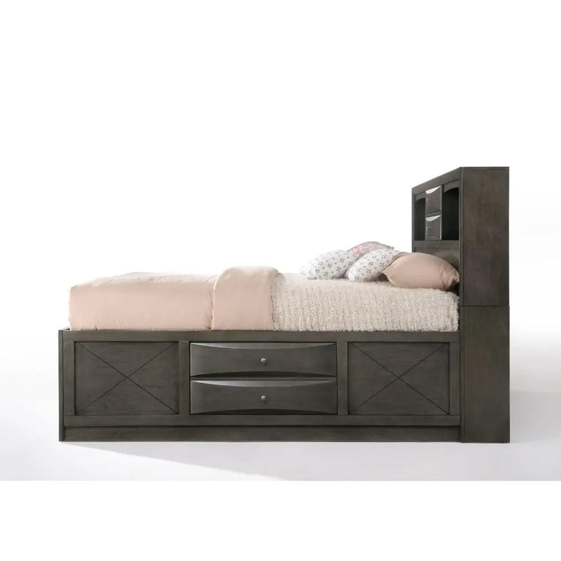 Nala 8-Multidrawer Full Bed, Gray Oak iHome Studio