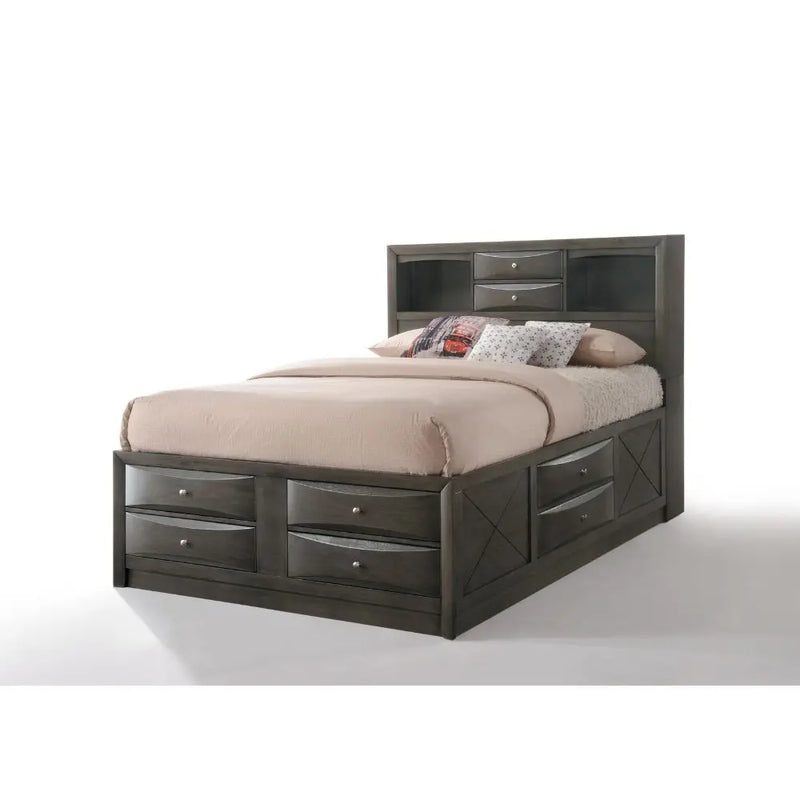 Nala 8-Multidrawer Full Bed, Gray Oak iHome Studio