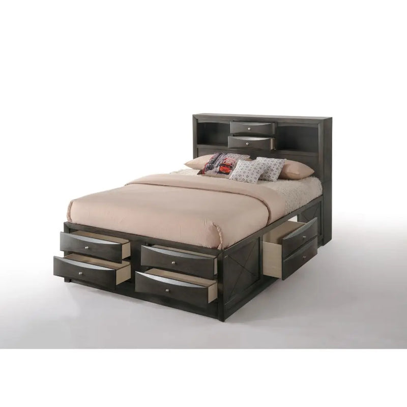 Nala 8-Multidrawer King Bed, Gray Oak iHome Studio