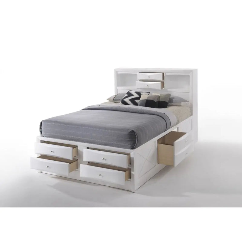 Nala 8-Multidrawer King Bed, White iHome Studio