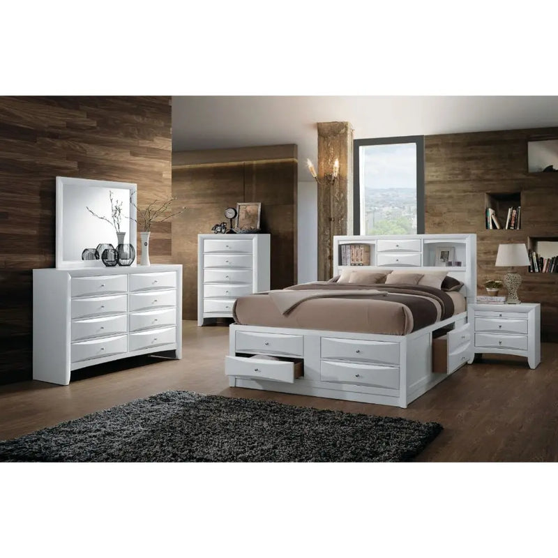 Nala 8-Multidrawer King Bed, White iHome Studio