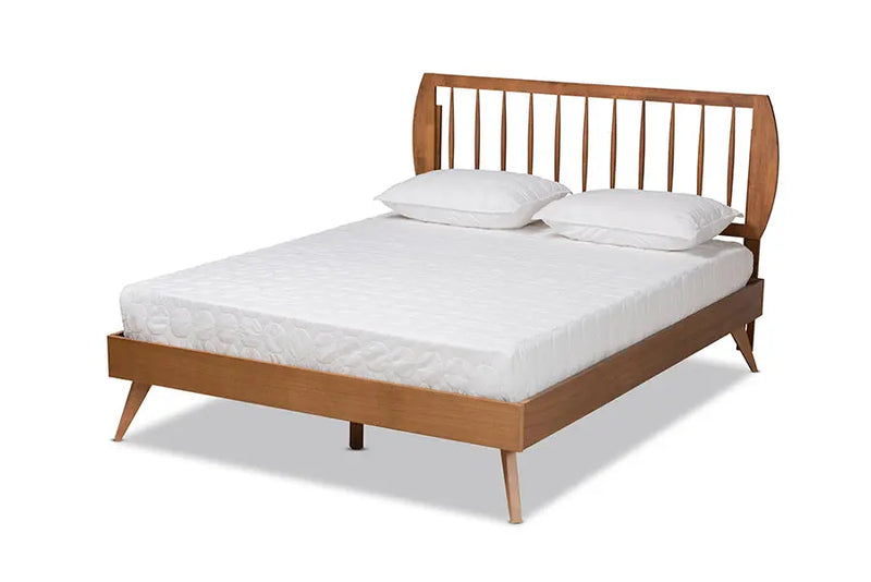 Nantes Walnut Brown Finished Wood Platform Bed (Queen) iHome Studio