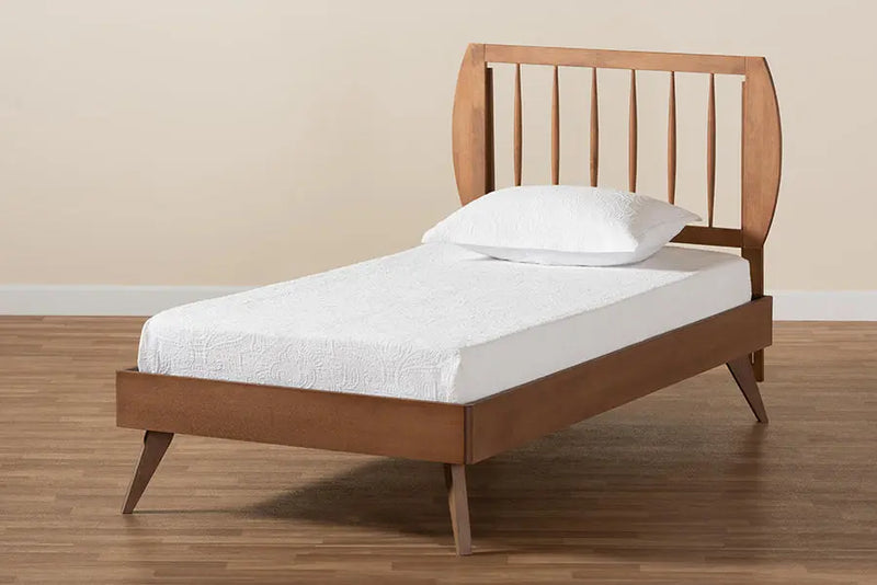 Nantes Walnut Brown Finished Wood Platform Bed (Twin) iHome Studio