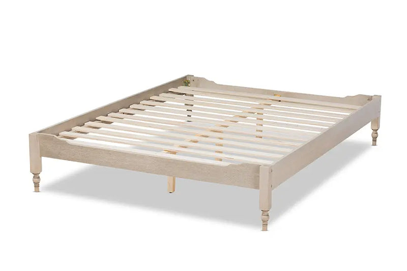 Naomi Antique White Oak Wood Platform Bed (King) iHome Studio