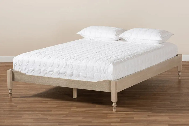 Naomi Antique White Oak Wood Platform Bed (King) iHome Studio