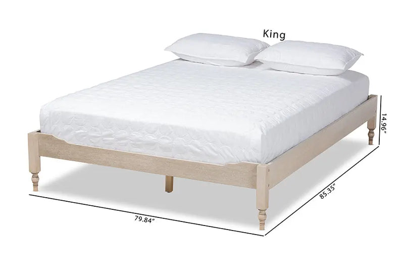 Naomi Antique White Oak Wood Platform Bed (King) iHome Studio