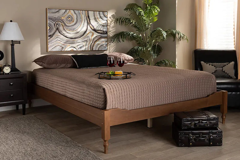 Naomi Ash Walnut Wood Platform Bed (Queen) iHome Studio