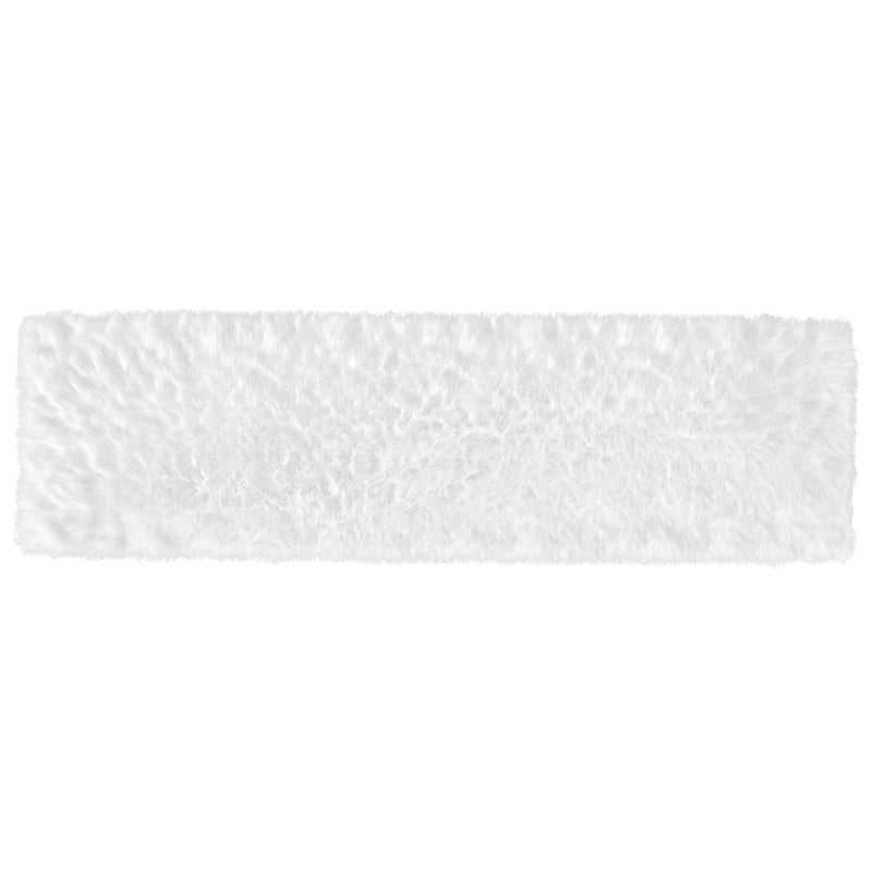 Naomi Collection 2' x 7' White Faux Fur Area Rug with Polyester Backing iHome Studio