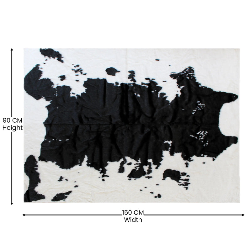 Naomi Collection 3' x 5' Black Faux Cowhide Print Area Rug with Polyester Backing iHome Studio