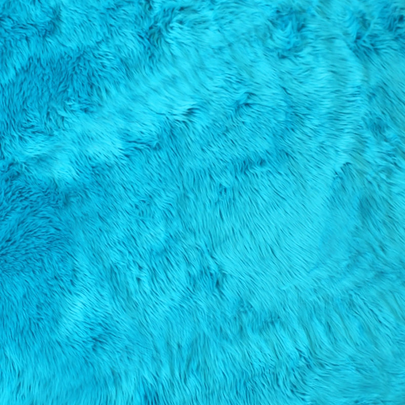 Naomi Collection 4' x 4' Round Turquoise Faux Fur Area Rug with Polyester Backing iHome Studio