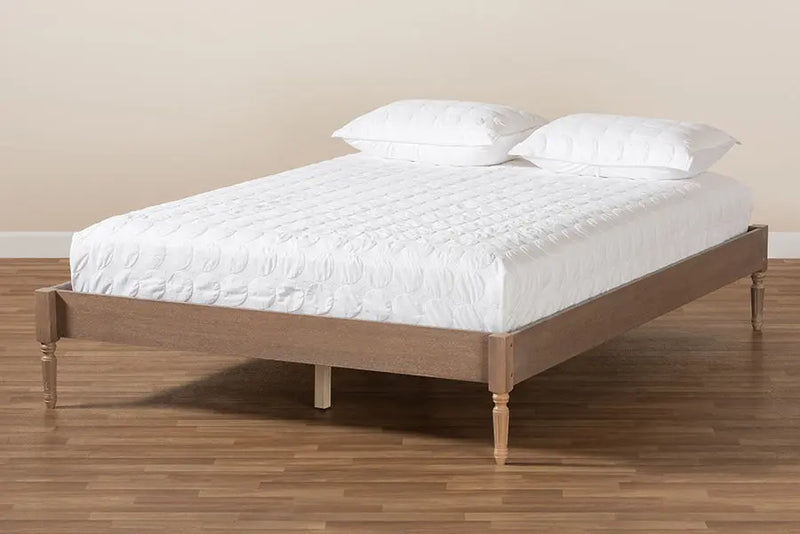 Natalie Antique Oak Wood Platform Bed (Full) iHome Studio