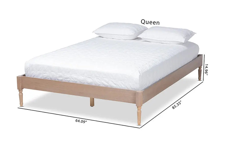 Natalie Antique Oak Wood Platform Bed (Full) iHome Studio