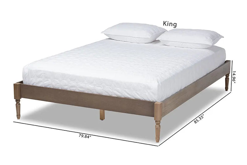 Natalie Weathered Gray Oak Wood Platform Bed (King) iHome Studio