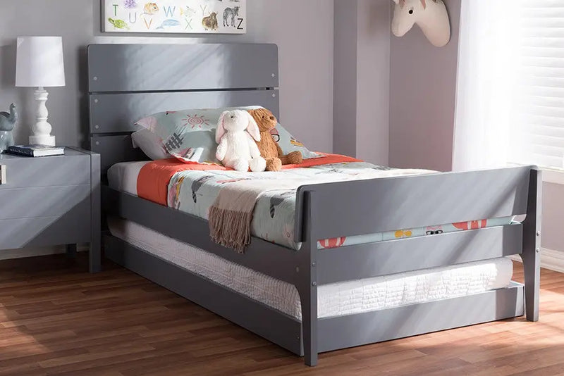 Nereida Grey-Finished Wood Trundle Bed (Twin) iHome Studio