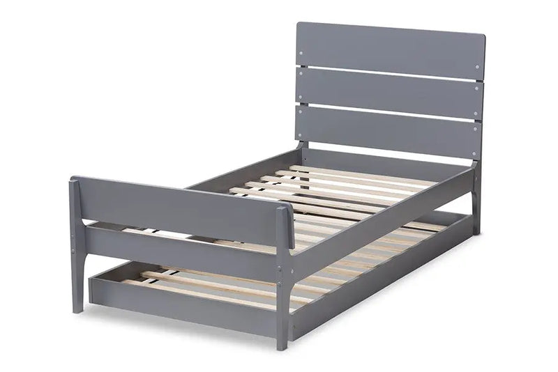 Nereida Grey-Finished Wood Trundle Bed (Twin) iHome Studio