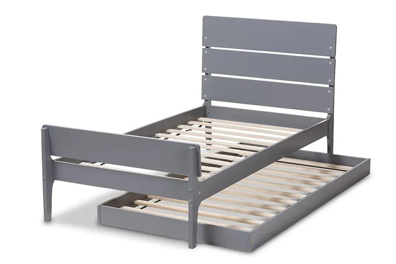 Nereida Grey-Finished Wood Trundle Bed (Twin) iHome Studio