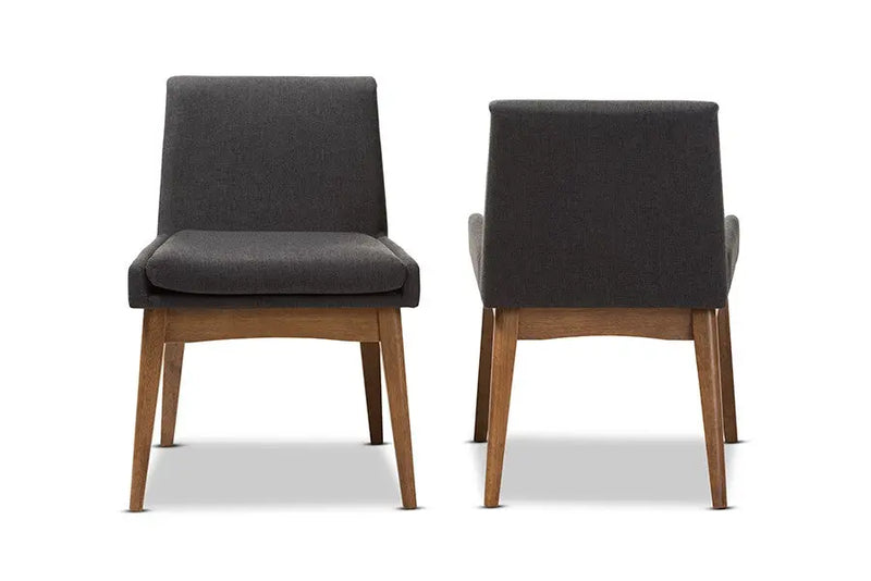 Nexus Walnut Wood Finishing Dark Fabric Dining Side Chair - 2pcs iHome Studio