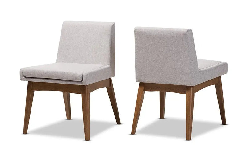 Nexus Walnut Wood Finishing Greyish Beige Fabric Dining Side Chair - 2pcs iHome Studio