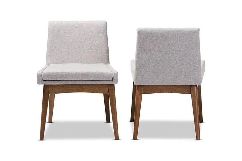 Nexus Walnut Wood Finishing Greyish Beige Fabric Dining Side Chair - 2pcs iHome Studio