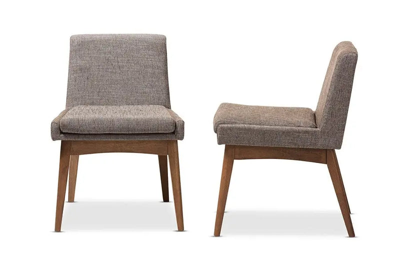 Nexus Walnut Wood & Gravel Fabric Upholstered Dining Side Chair - 2pcs iHome Studio