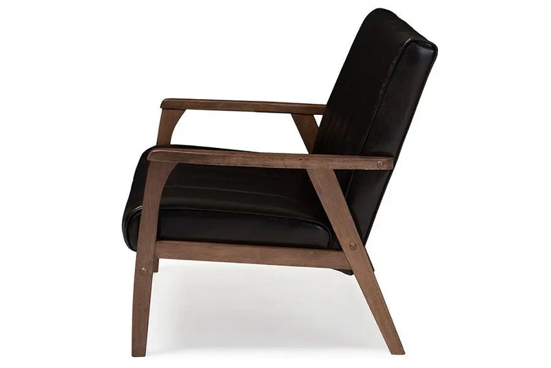 Nikko Dark Brown Faux Leather Wooden 2-Seater Loveseat iHome Studio